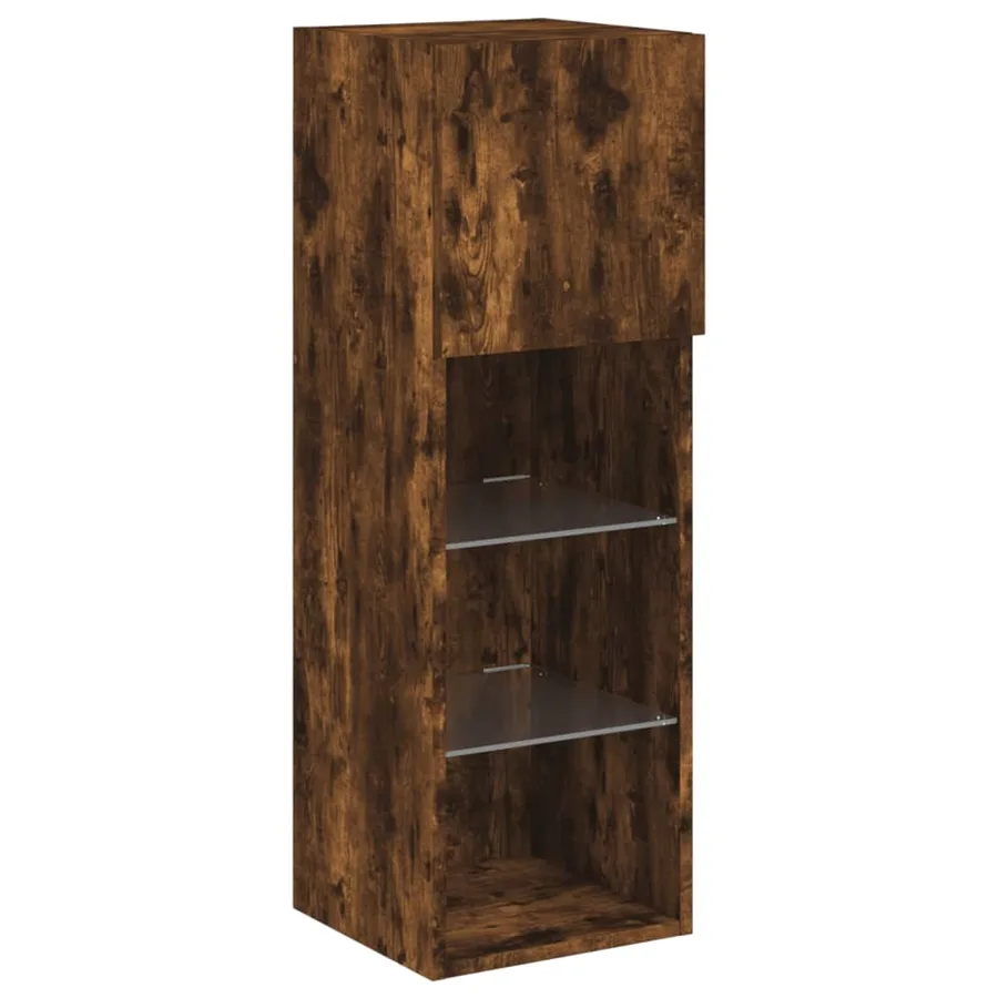 Meubles TV avec lumières LED 2 pcs chêne fumé 30,5x30x90 cm - 7