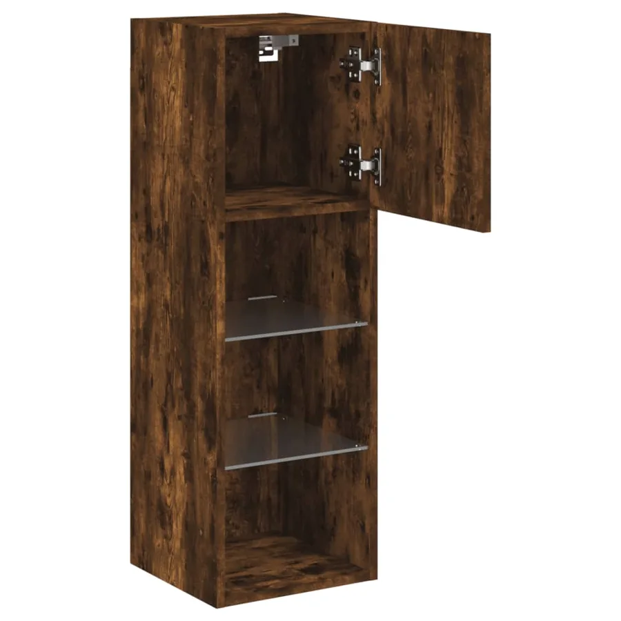 Meubles TV avec lumières LED 2 pcs chêne fumé 30,5x30x90 cm - 8
