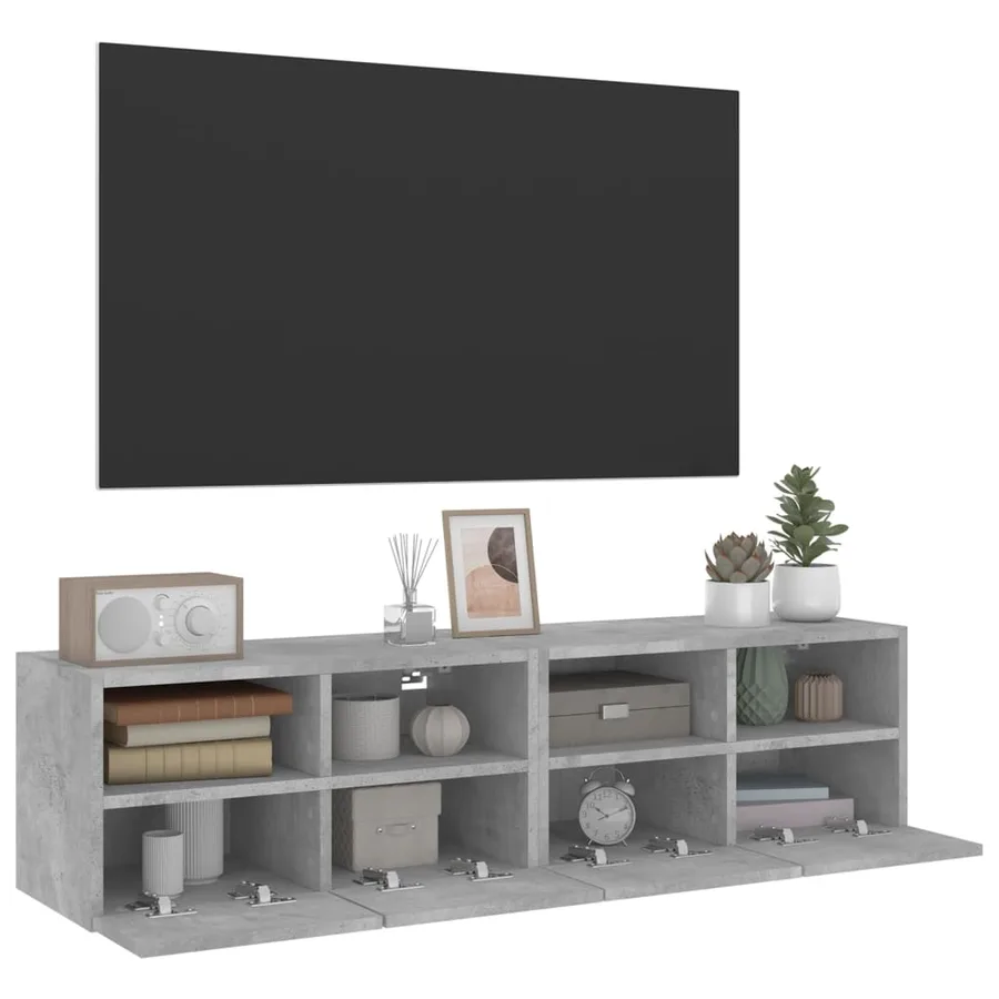 Meubles TV muraux 2 pcs gris béton 60x30x30cm bois d'ingénierie - 4