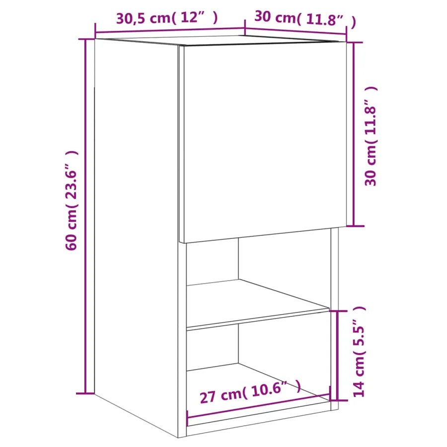 Meubles TV avec lumières LED 2 pcs sonoma gris 30,5x30x60 cm - 19