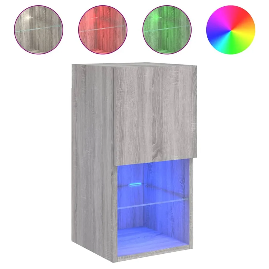 Meubles TV avec lumières LED 2 pcs sonoma gris 30,5x30x60 cm - 6