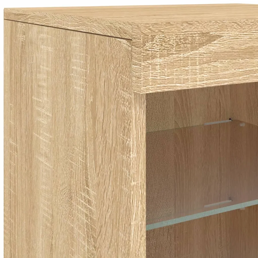 Buffet avec lumières LED chêne sonoma 123x37x67 cm - 12