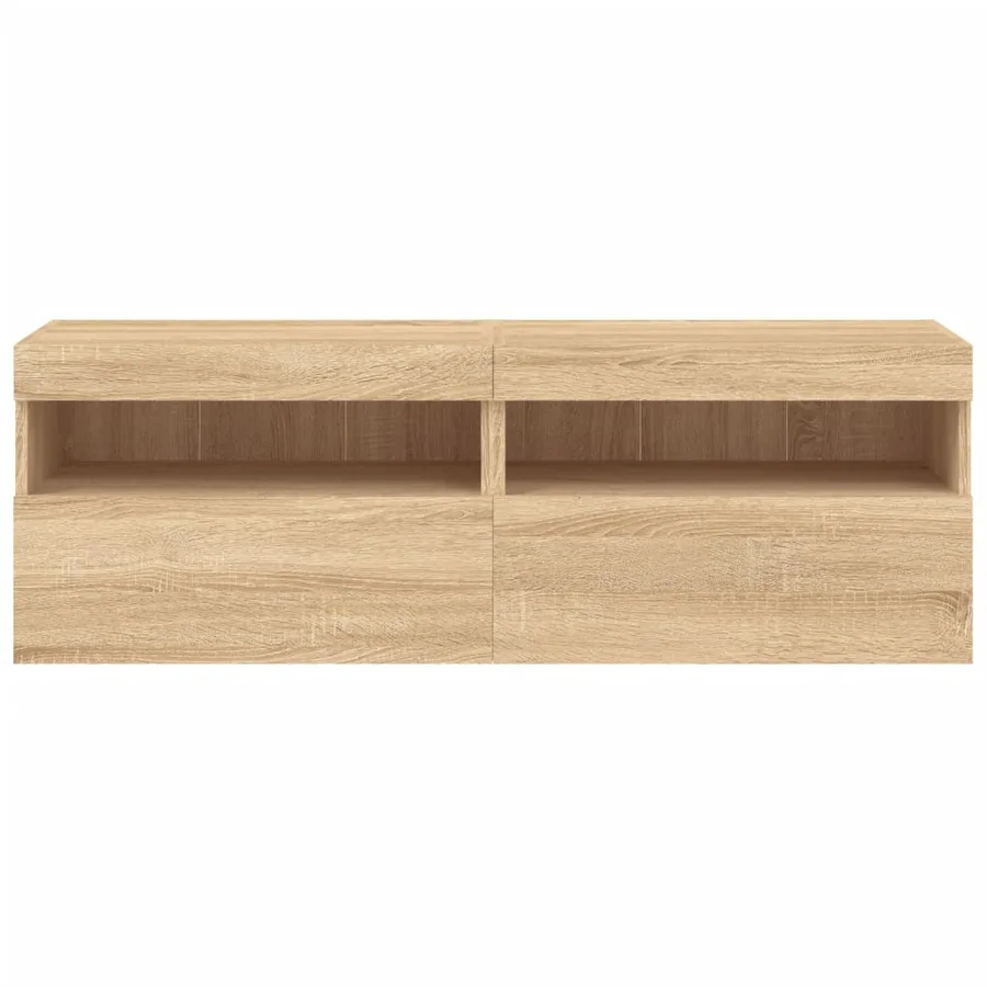 Meubles TV muraux lumières LED 2 pcs chêne sonoma 60x30x40 cm - 9