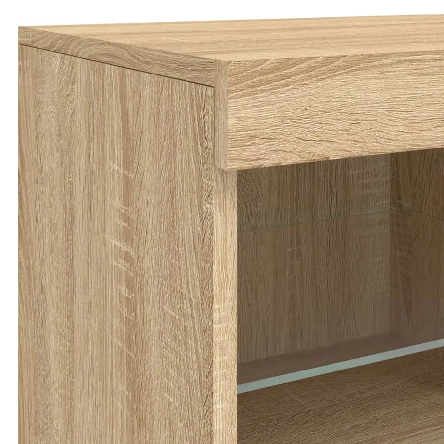 Buffet avec lumières LED chêne sonoma 163x37x67 cm - 12