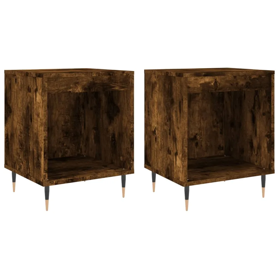 Tables de chevet 2 pcs chêne fumé 40x35x50 cm bois ingénierie - 2