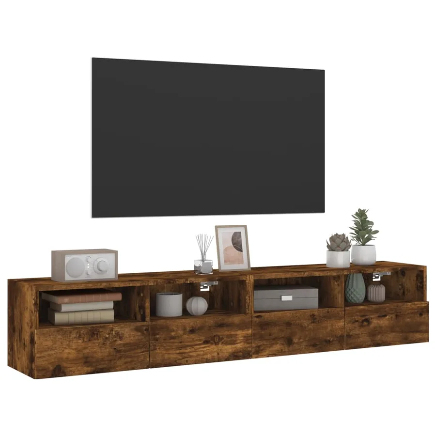 Meubles TV muraux 2 pcs chêne fumé 80x30x30cm bois d'ingénierie - 5