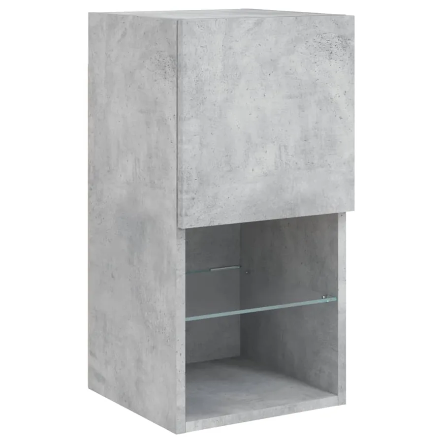Meuble TV muraux 4 pcs avec lumières LED gris béton - 9