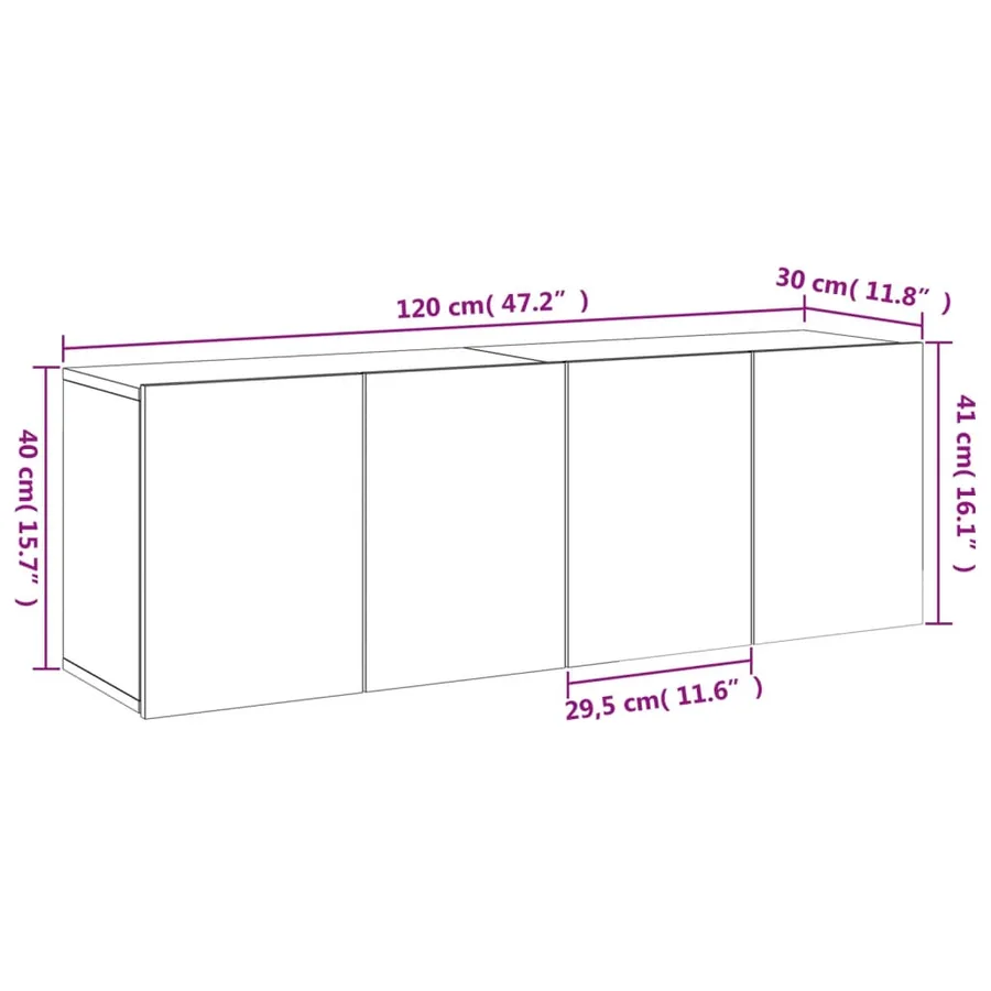Meubles TV muraux 2 pcs gris béton 60x30x41 cm - 13