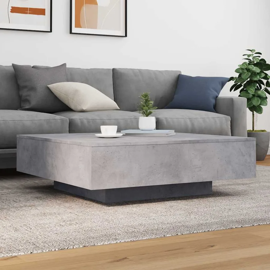 Table basse gris béton 100x100x31 cm bois d'ingénierie - 3