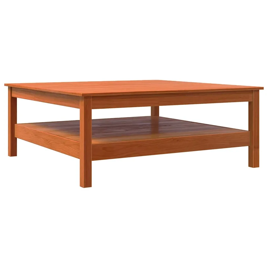 Table basse cire marron 100x100x40 cm bois massif de pin - 2