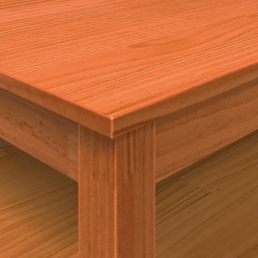 Table basse cire marron 100x100x40 cm bois massif de pin - 8