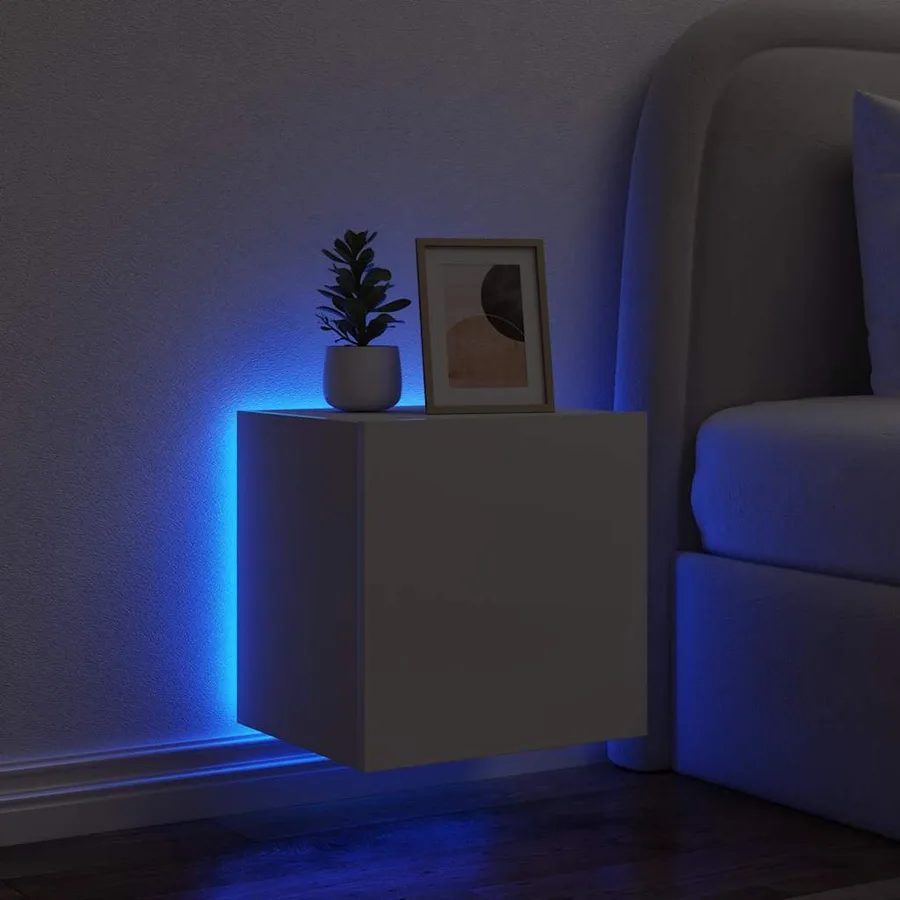 Meubles TV muraux avec lumières LED 2 pcs blanc 40,5x35x40 cm - 17