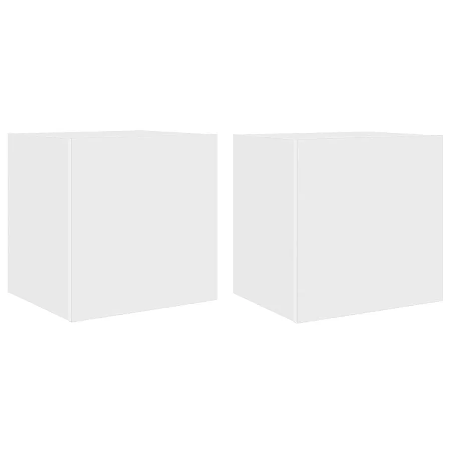 Meubles TV muraux avec lumières LED 2 pcs blanc 40,5x35x40 cm - 2
