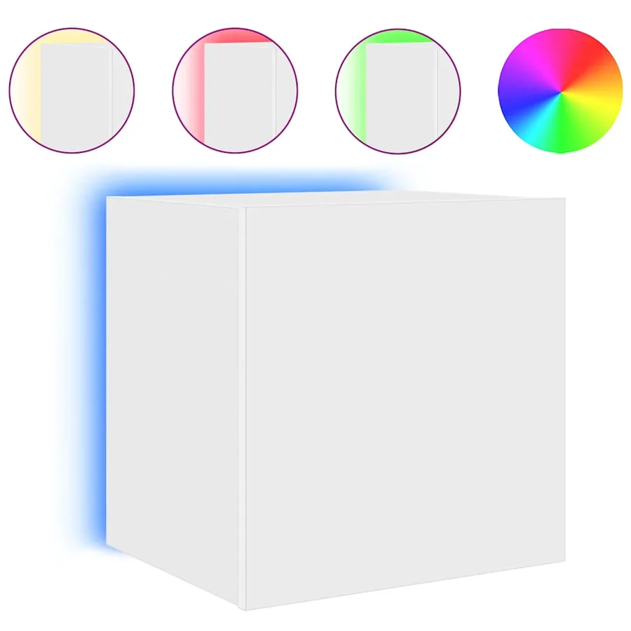 Meubles TV muraux avec lumières LED 2 pcs blanc 40,5x35x40 cm - 7
