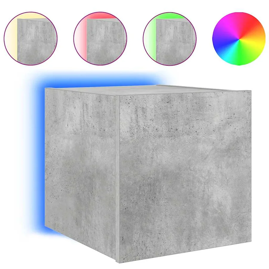 Meuble TV mural avec lumières LED gris béton 30,5x35x30 cm - 2