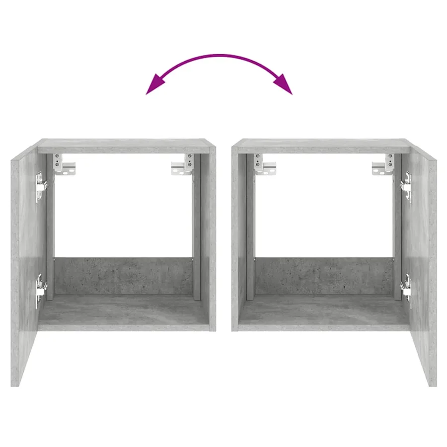 Meubles TV muraux et lumières LED 2pcs gris béton 40,5x35x40 cm - 15