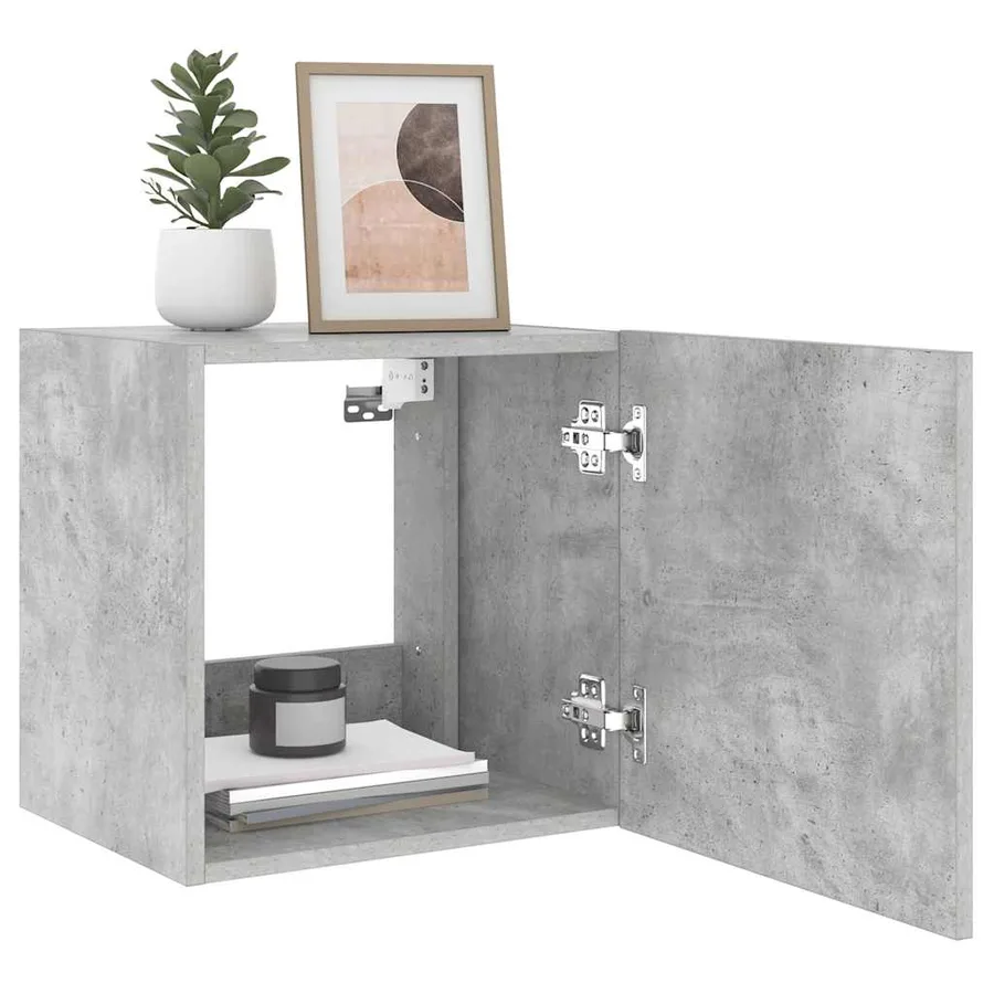 Meubles TV muraux et lumières LED 2pcs gris béton 40,5x35x40 cm - 6