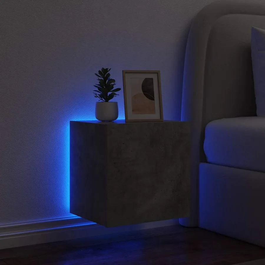 Meubles TV muraux et lumières LED 2pcs gris béton 40,5x35x40 cm - 7