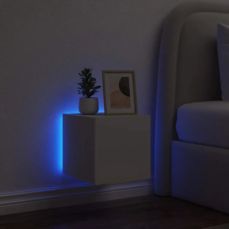 Meuble TV mural avec lumières LED blanc 30,5x35x30 cm - 4
