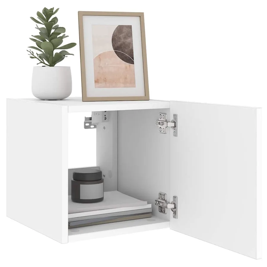 Meuble TV mural avec lumières LED blanc 30,5x35x30 cm - 7
