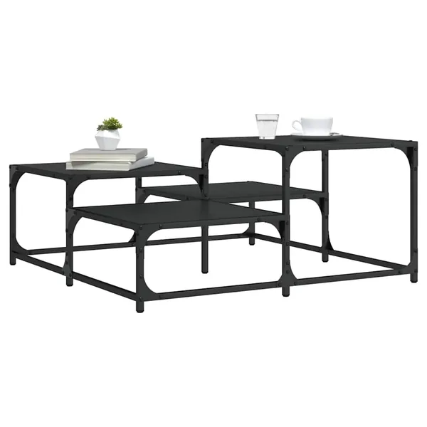 Table basse noir 87,5x87,5x40 cm bois d'ingénierie