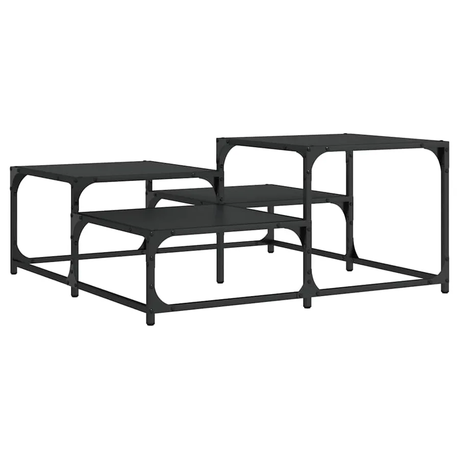 Table basse noir 87,5x87,5x40 cm bois d'ingénierie - 2