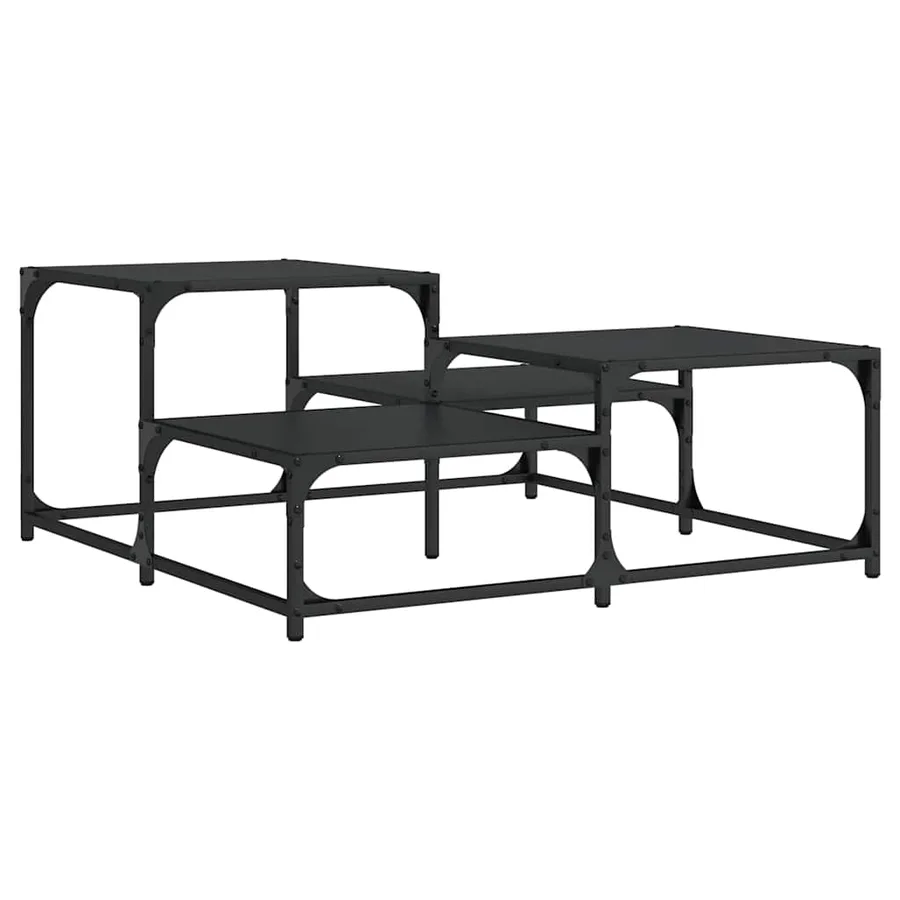 Table basse noir 87,5x87,5x40 cm bois d'ingénierie - 6