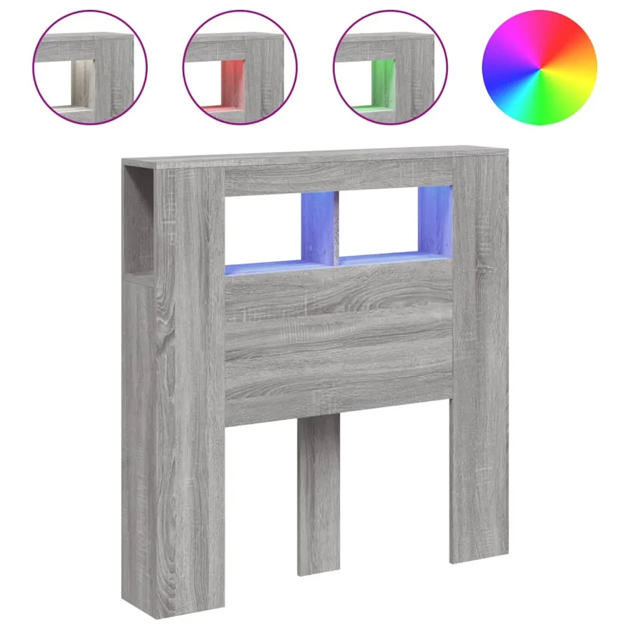 Tête de lit à LED sonoma gris 100x18,5x103,5 cm bois ingénierie - 2