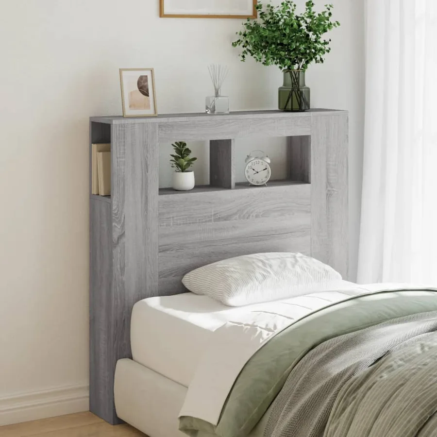 Tête de lit à LED sonoma gris 100x18,5x103,5 cm bois ingénierie - 3