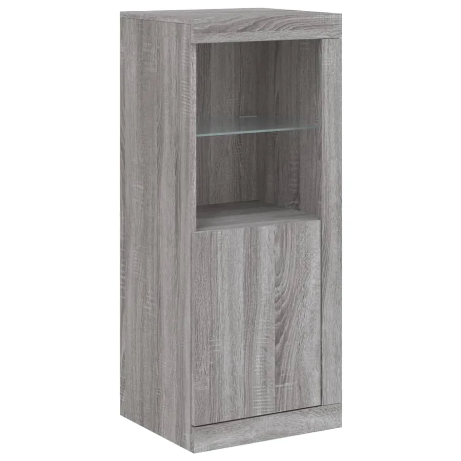 Buffets avec lumières LED 3 pcs sonoma gris bois d'ingénierie - 8