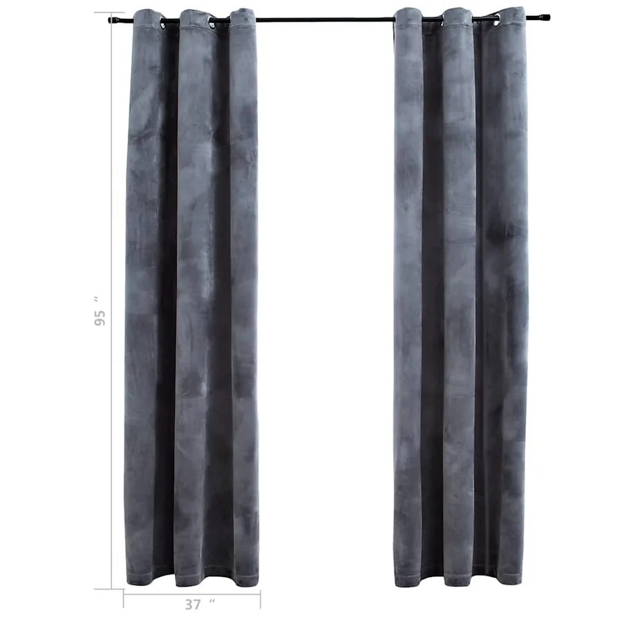 Rideaux occultants et anneaux 2 pcs anthracite 94x241cm velours - 5
