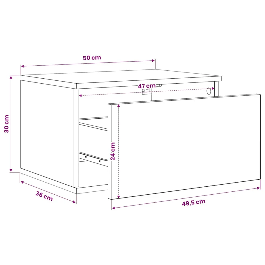 Tables de chevet murales avec lumières LED 2 pcs chêne fumé - 19