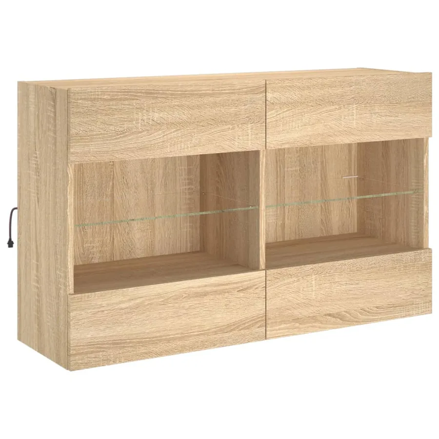 Ensemble de meubles TV muraux 6pcs et lumières LED chêne sonoma - 8
