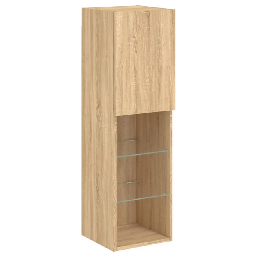 Ensemble de meubles TV muraux 6pcs et lumières LED chêne sonoma - 9