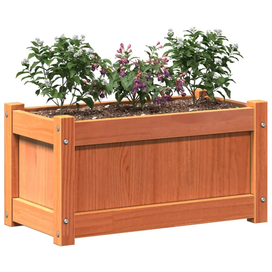 Jardinières 2 pcs cire marron bois de pin massif - 4