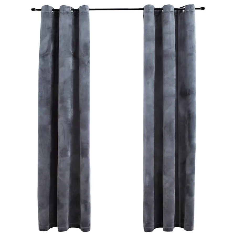 Rideaux occultants et anneaux 2 pcs anthracite 94x160cm velours