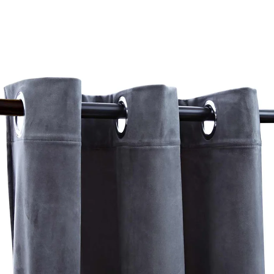 Rideaux occultants et anneaux 2 pcs anthracite 94x160cm velours - 2