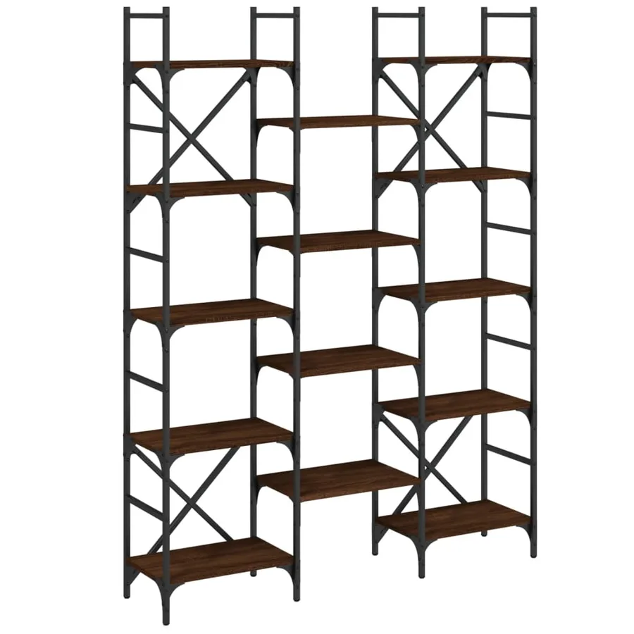 Bibliothèque chêne marron 127,5x28,5x172,5 cm bois d'ingénierie - 2