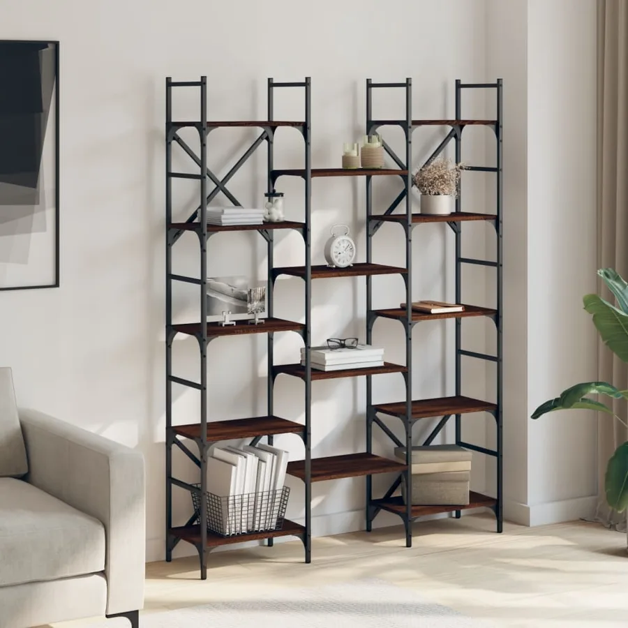 Bibliothèque chêne marron 127,5x28,5x172,5 cm bois d'ingénierie - 3