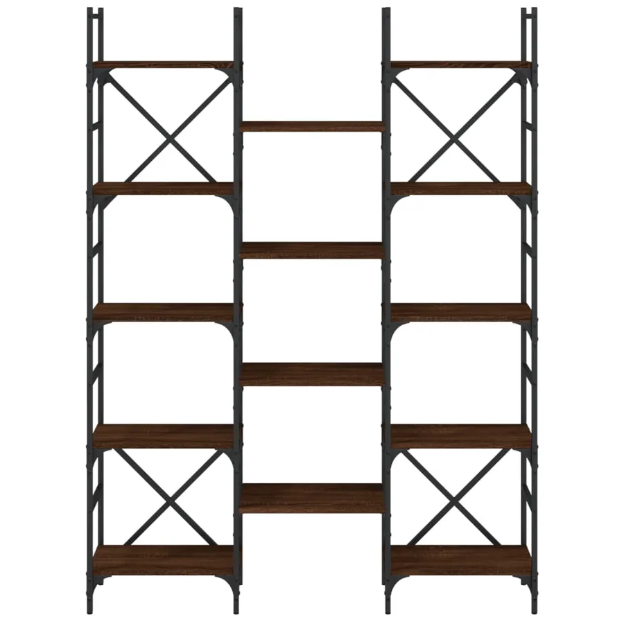 Bibliothèque chêne marron 127,5x28,5x172,5 cm bois d'ingénierie - 5