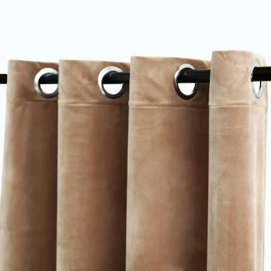 Rideaux occultants et anneaux 2 pcs beige 137x160 cm velours - 3