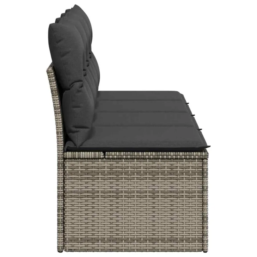 Canapé de jardin 4 places avec coussins gris résine tressée - 5