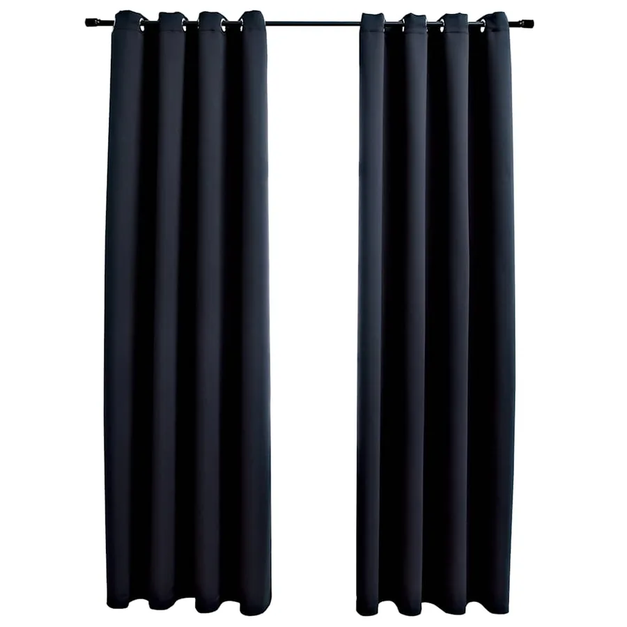 Rideaux occultants avec anneaux 2 pièces Noir 137 x 213 cm Tissu - 2