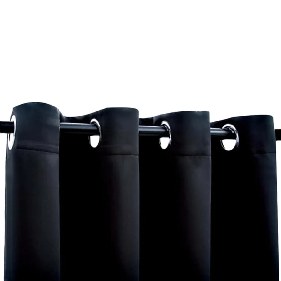 Rideaux occultants avec anneaux 2 pièces Noir 137 x 213 cm Tissu - 3
