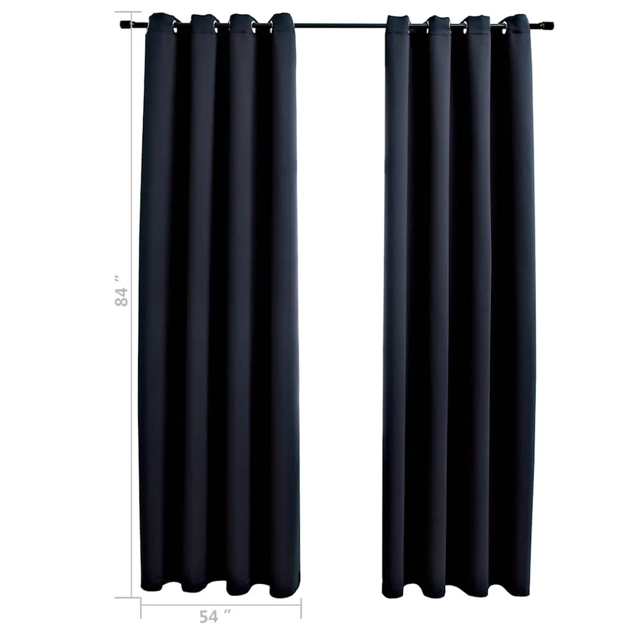 Rideaux occultants avec anneaux 2 pièces Noir 137 x 213 cm Tissu - 6