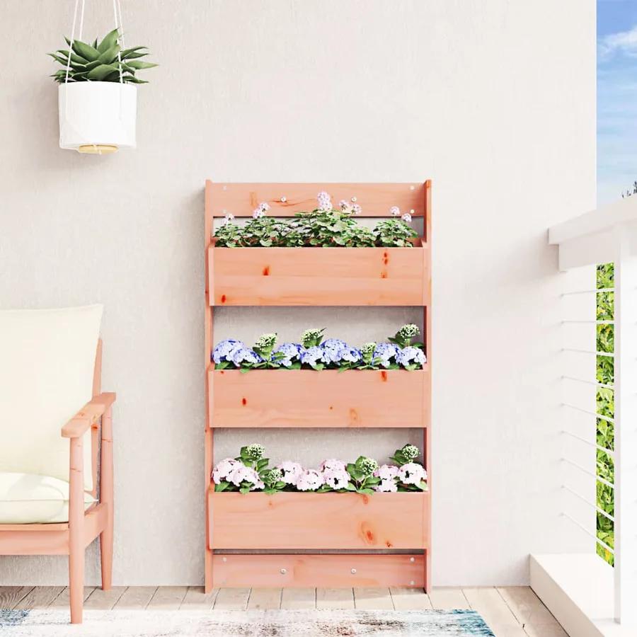 Jardinière murale 3 niveaux 60x18,5x110 cm bois douglas massif - 3