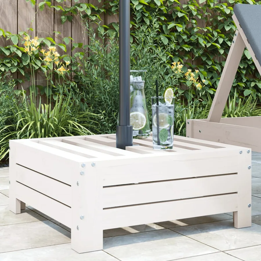 Couvercle de base de parasol blanc bois massif de pin