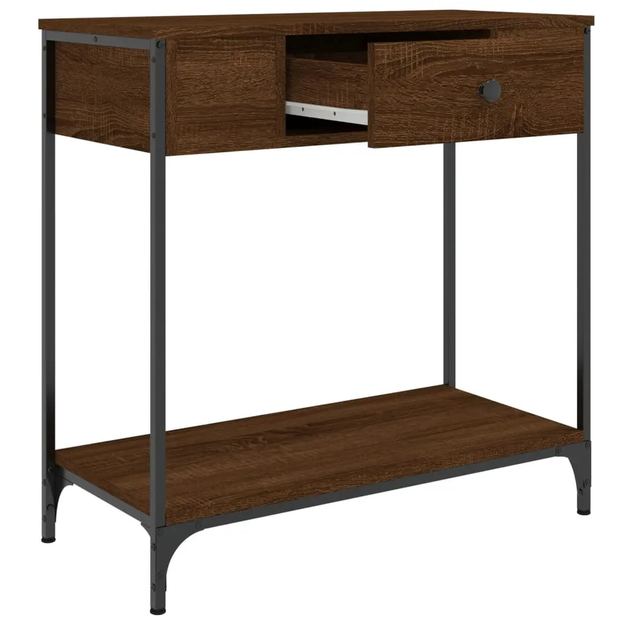 Table console chêne marron 75x34,5x75 cm bois d'ingénierie - 3
