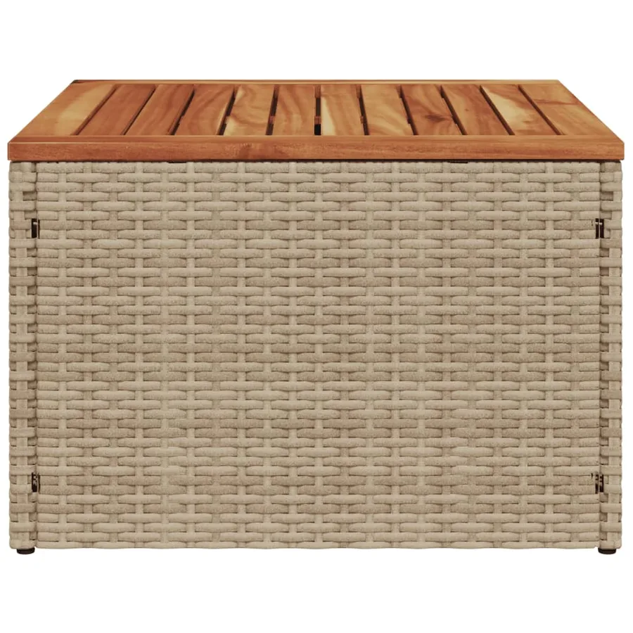 Table de jardin beige 55x55x37 cm résine tressée et bois acacia - 4