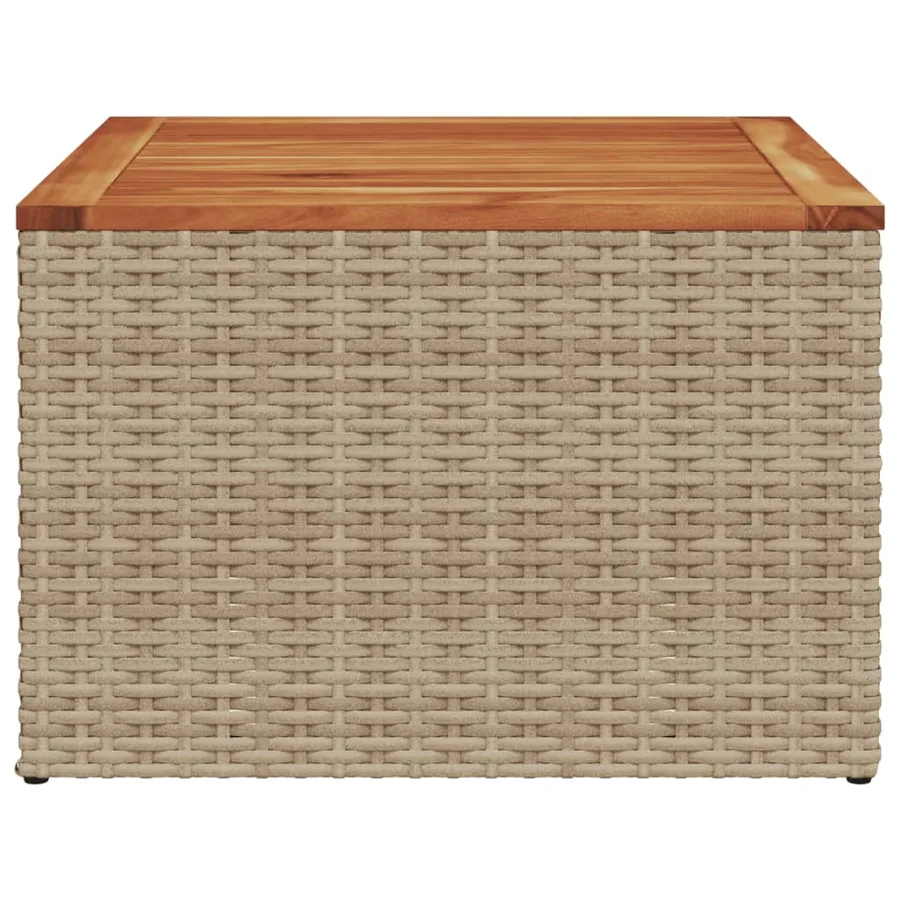 Table de jardin beige 55x55x37 cm résine tressée et bois acacia - 5